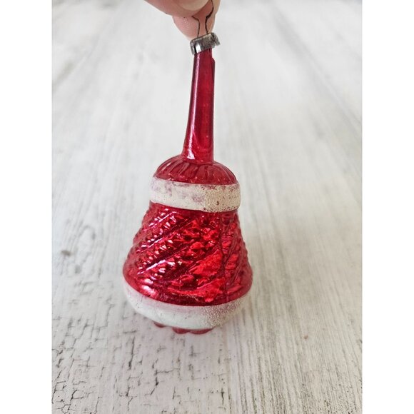 Antique red glass ornament flocked Xmas tree - Picture 2 of 7